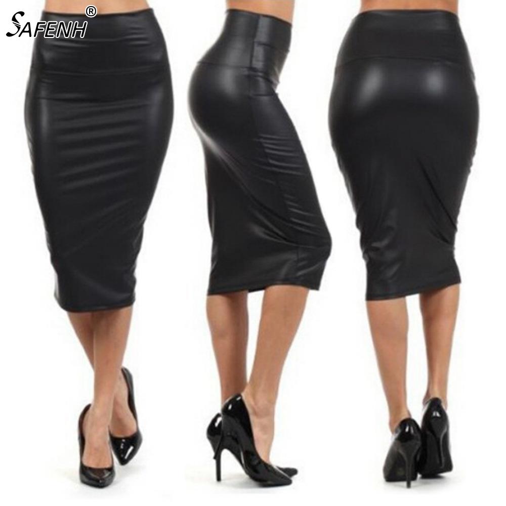 Leather High Waist Pencil Skirt