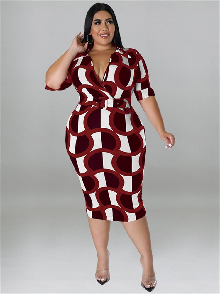 Office Lady Patterned Bodycon Dresses