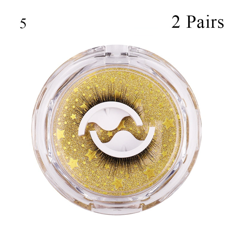 1pair Self-adhesive False Eyelashes Glue Free 3d Strip