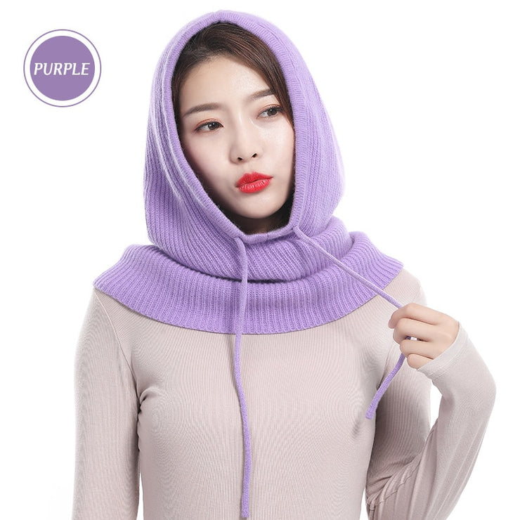 Unisex Knitted Cashmere Hooded Hat