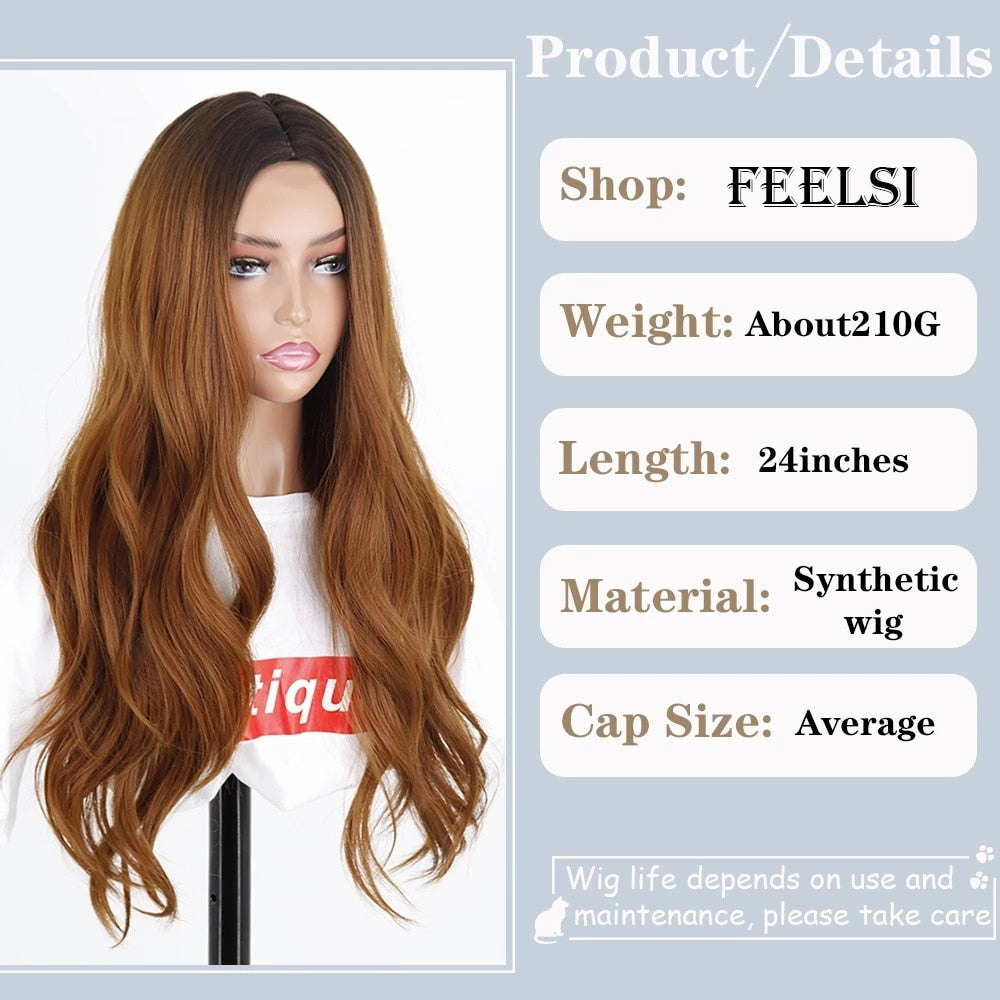 FEELSI Synthetic Pure Long Water Wave Halloween Wig