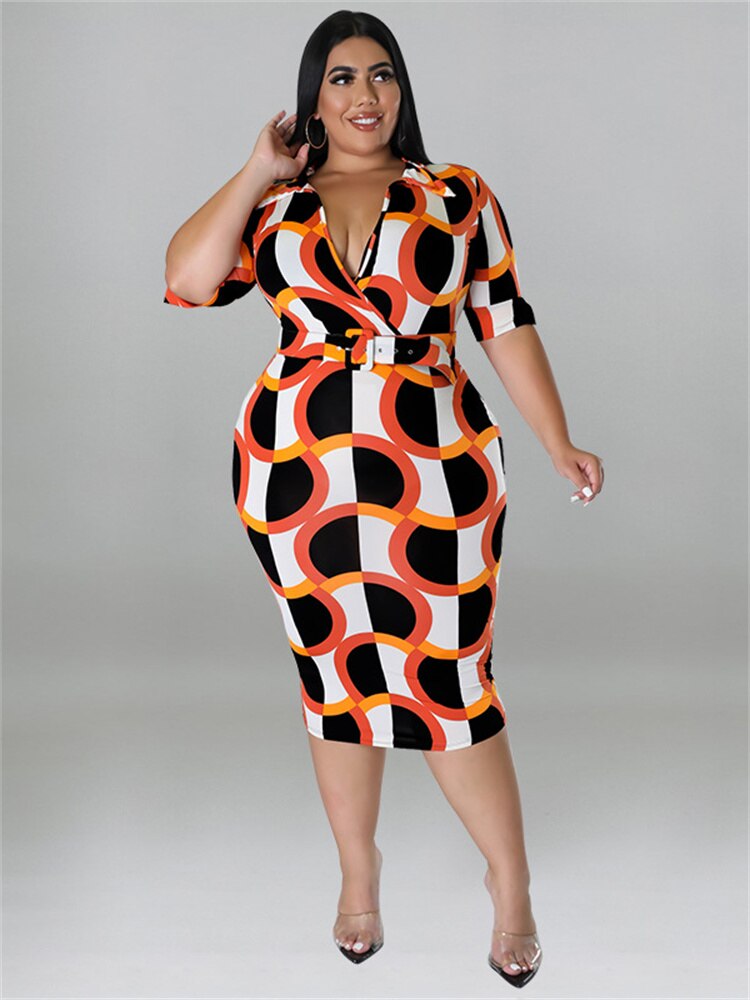 Office Lady Patterned Bodycon Dresses