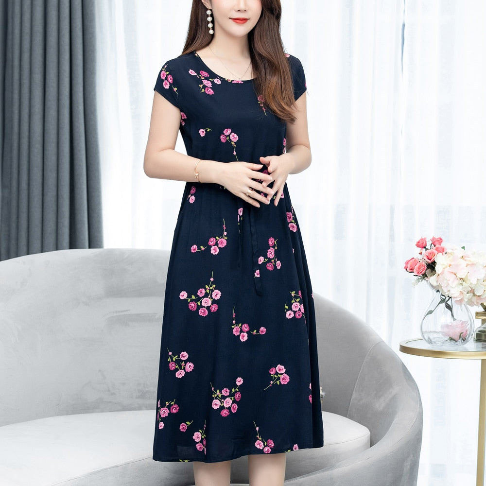 O-neck Short Sleeve Dress