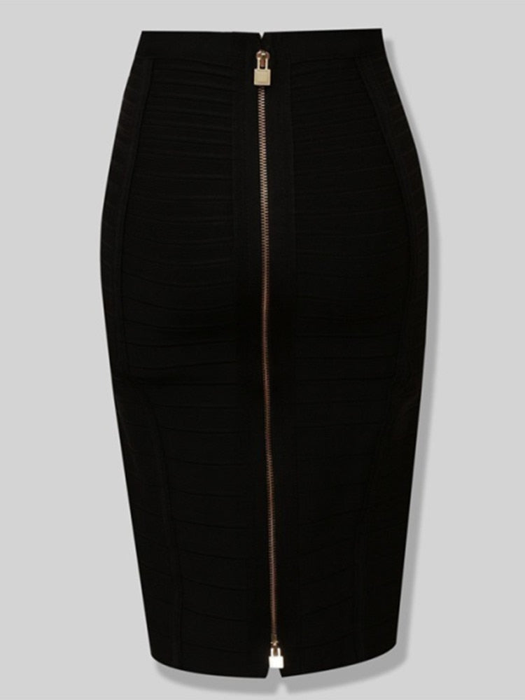 Bodycon Zip Up Bandage Skirt