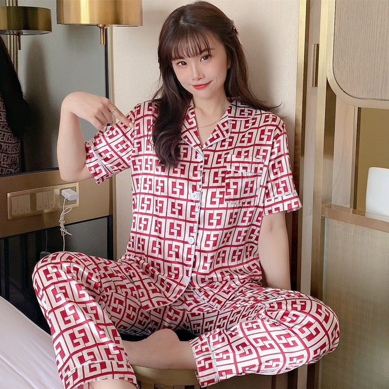 2pc Thin Ice Silk Pajamas