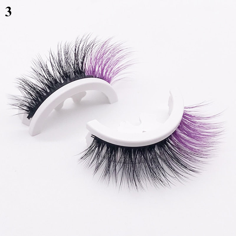 1pair Self-adhesive False Eyelashes Glue Free 3d Strip