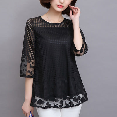 Kimono Lace Mesh Blouses