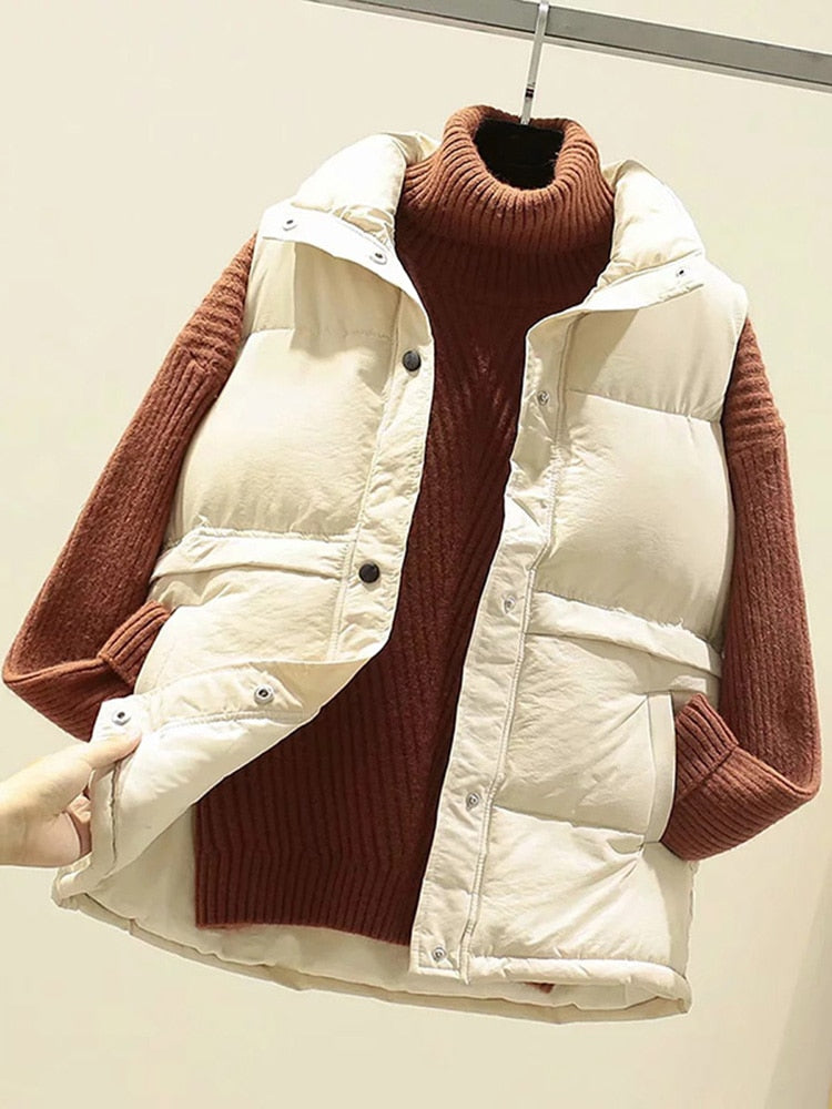 Mandarin Collar Padded Vest