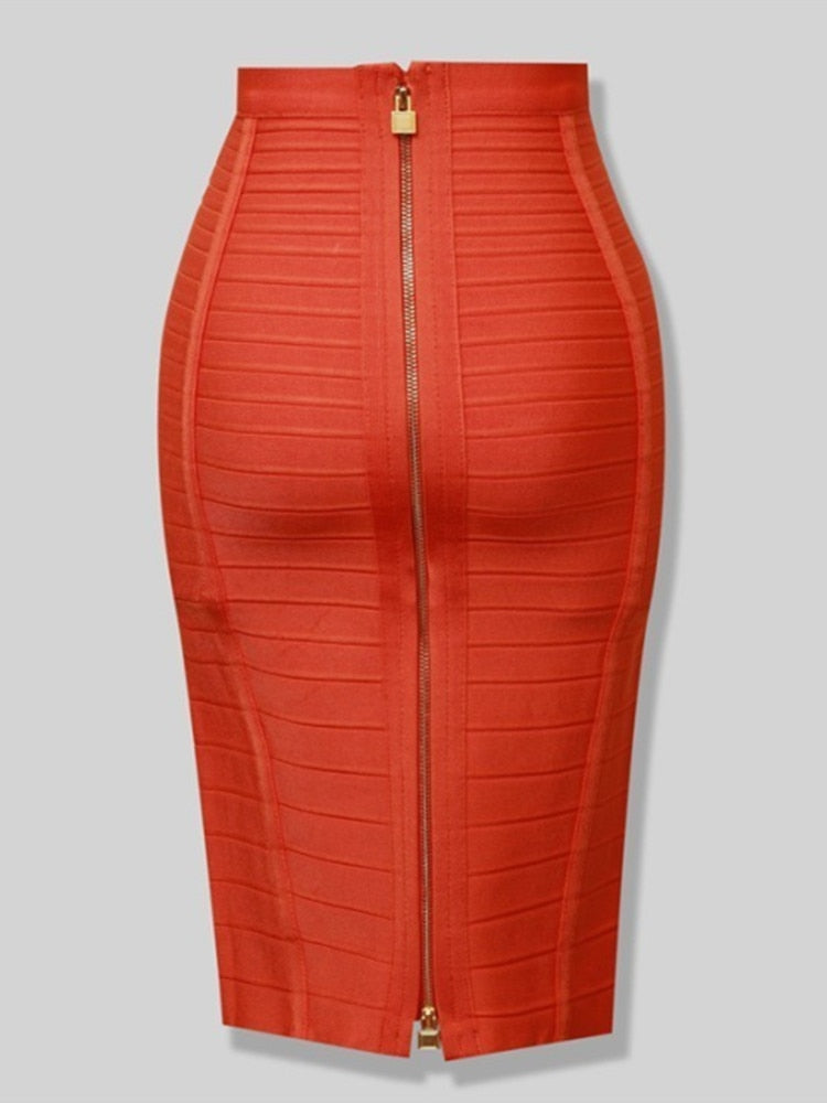 Bodycon Zip Up Bandage Skirt