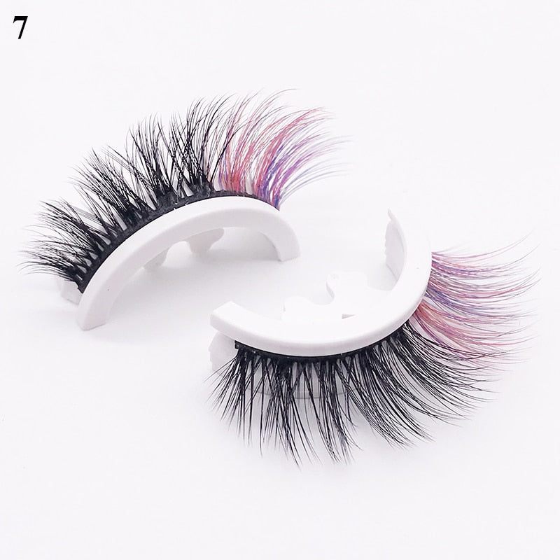 1pair Self-adhesive False Eyelashes Glue Free 3d Strip