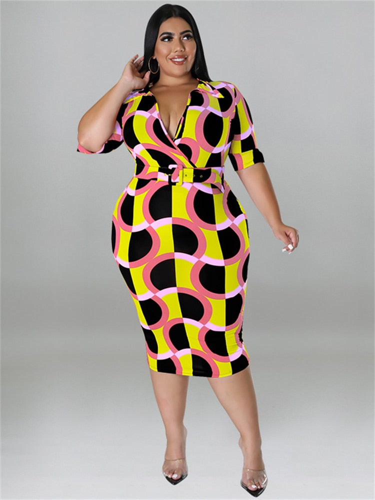 Office Lady Patterned Bodycon Dresses