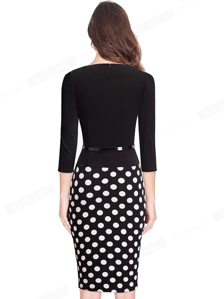 OL One-Piece Polka Dot Bodycon Dress