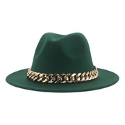 Unisex Thick Gold Chain Band Fedora Hats