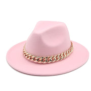 Unisex Thick Gold Chain Band Fedora Hats