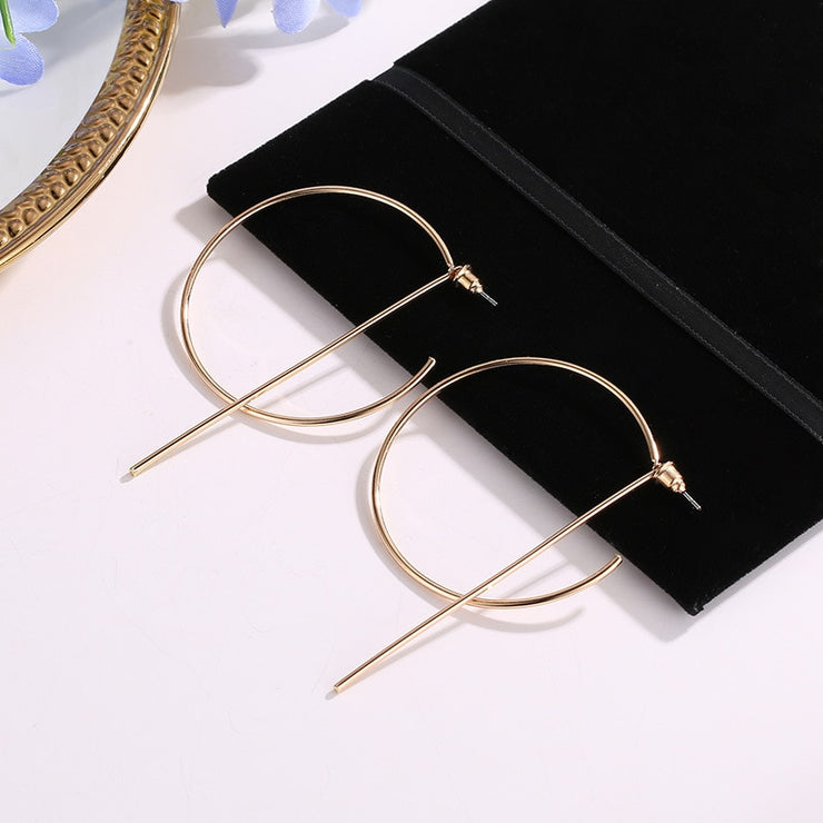 Twist Metal Circle Geometric Earrings