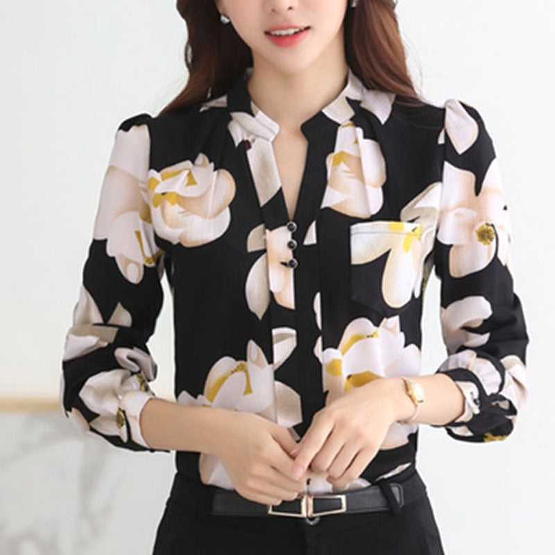 V-Neck Chiffon Blouse