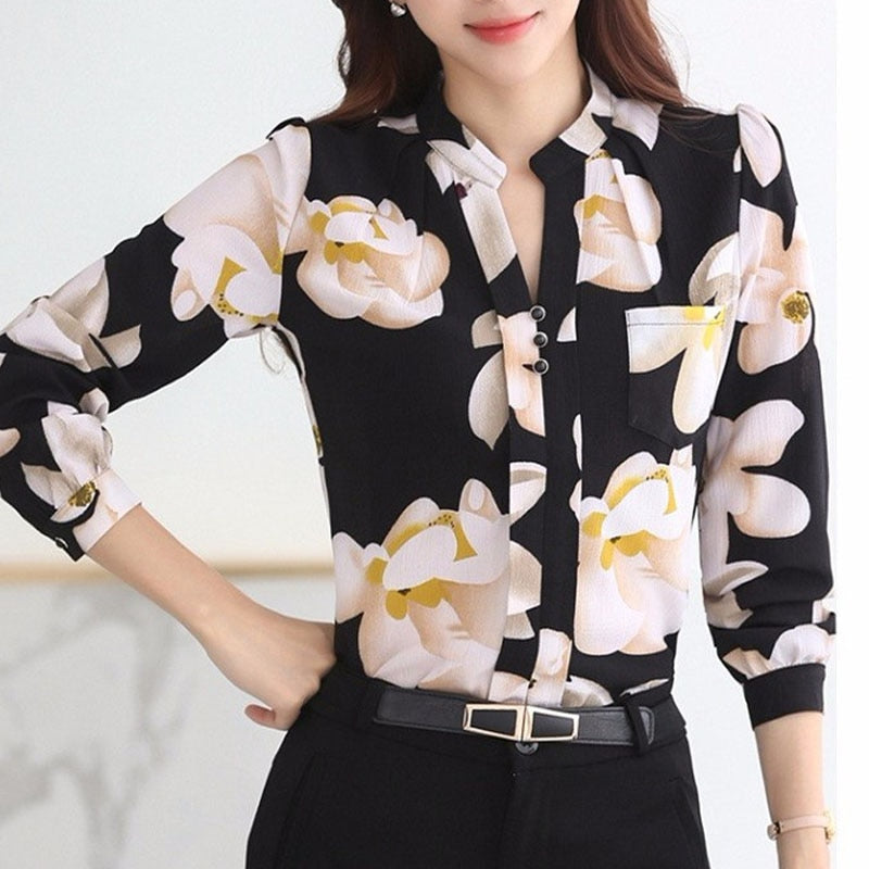 V-Neck Chiffon Blouse