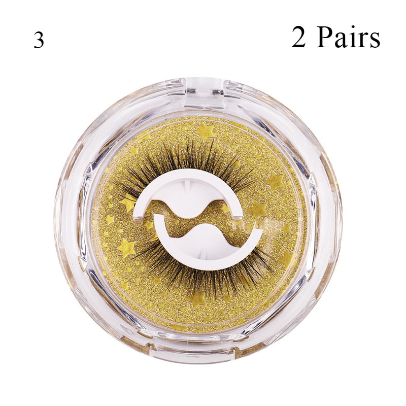 1pair Self-adhesive False Eyelashes Glue Free 3d Strip