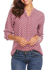 OL V-neck Polka Dot Blouses