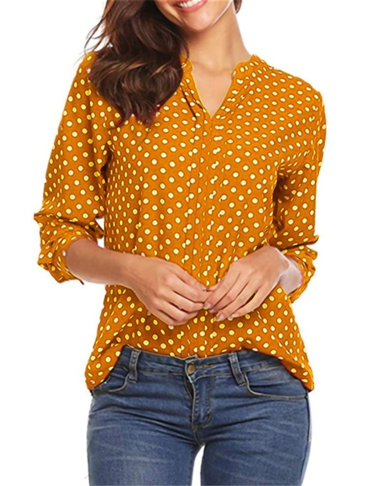 OL V-neck Polka Dot Blouses