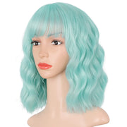 Synthetic Wavy Wig with Bangs Heat Resistant