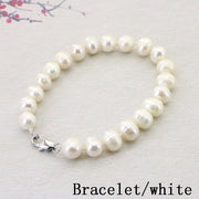 White Pearl Necklace Earring Bracelet Sets