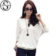 White Loose Long Sleeve Tops