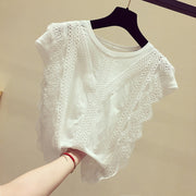 Solid Lace Patchwork Casual Blouse