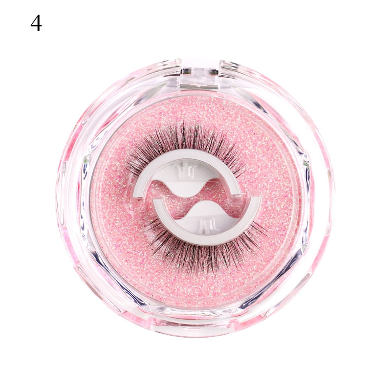 1pair Self-adhesive False Eyelashes Glue Free 3d Strip