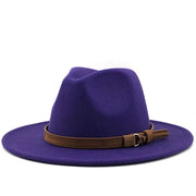 Unisex Kids & Parents Wide Brim Leather Ribbon Fedora