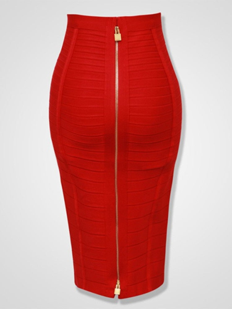 Bodycon Zip Up Bandage Skirt