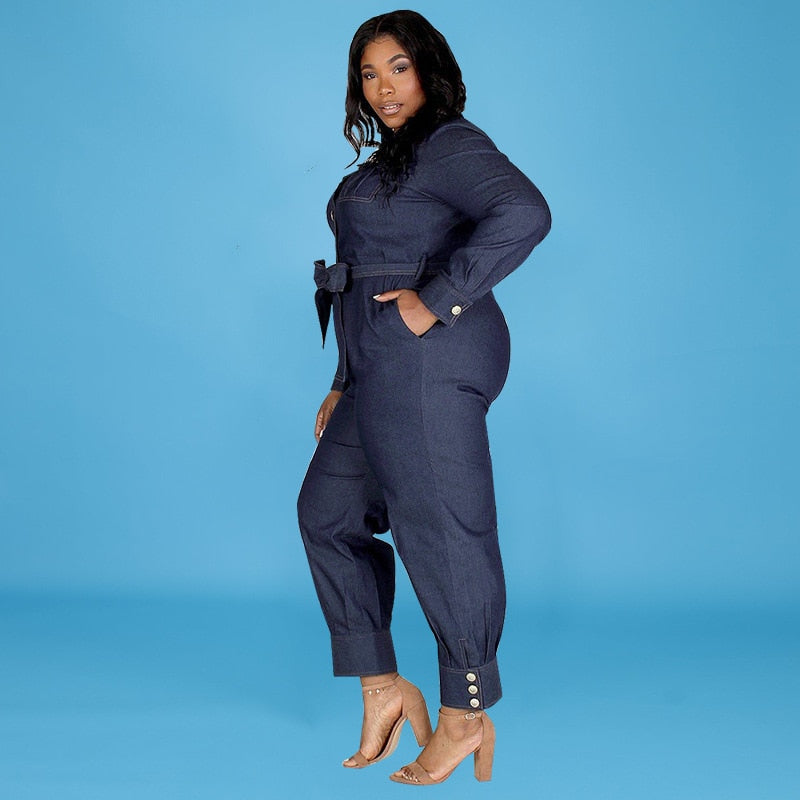 One Piece Denim Pants Suit