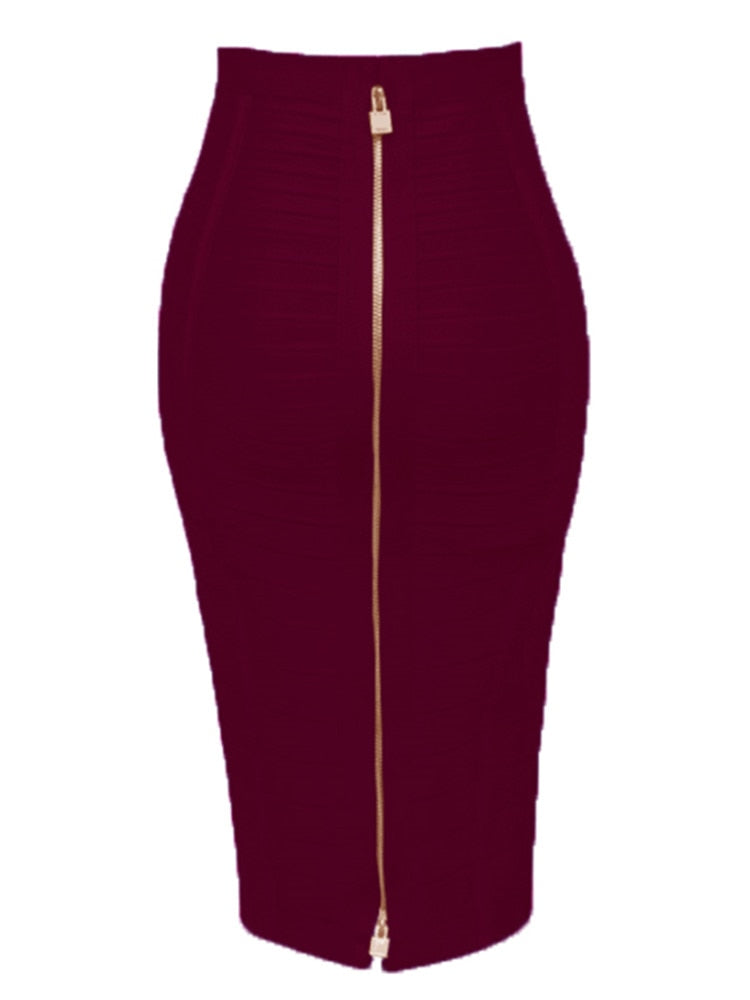 Bodycon Zip Up Bandage Skirt