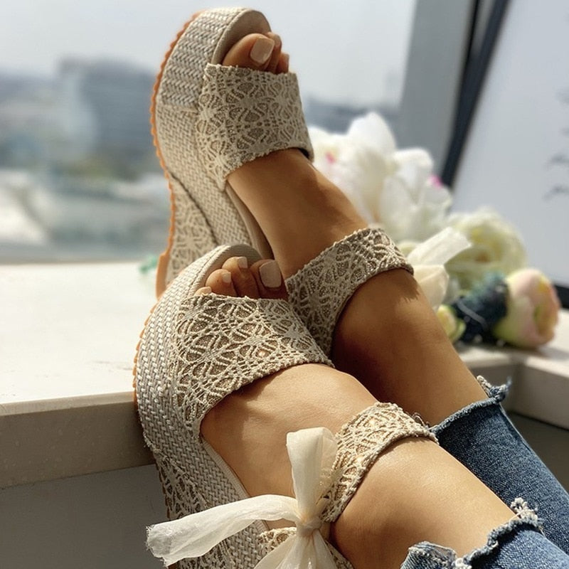 Wedge heel Lace-Up Sandals