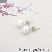 White Pearl Necklace Earring Bracelet Sets