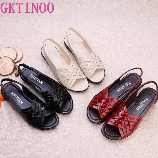 Genuine Leather Flat Sandals