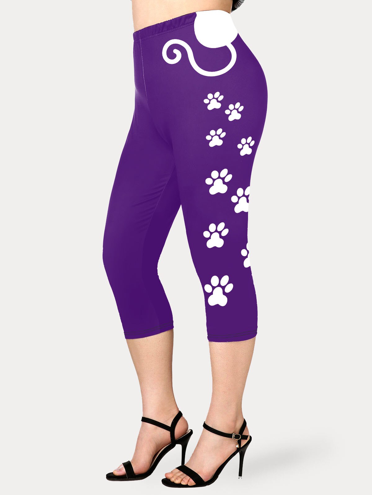 ROSEGAL Cat-Paw Printed Capri Leggings