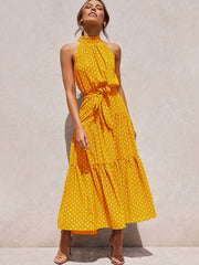 Strapless Long Polka Dot Sundress Dresses