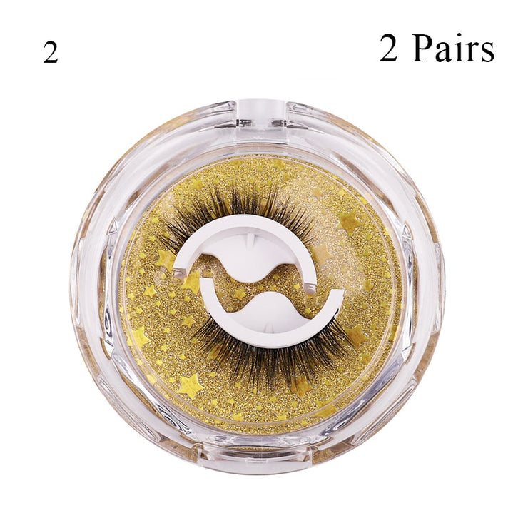 1pair Self-adhesive False Eyelashes Glue Free 3d Strip