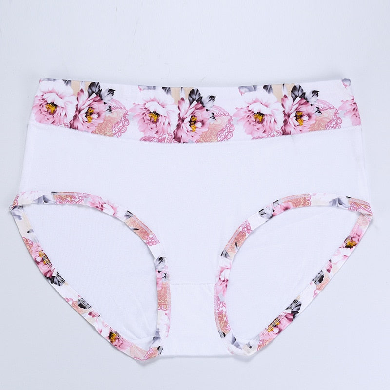 Flower Print High Waist Briefs