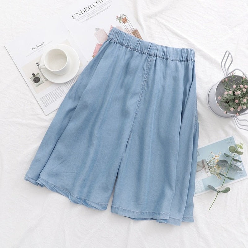 High Waist Drawstring Soft Chic Denim Shorts