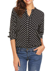 OL V-neck Polka Dot Blouses