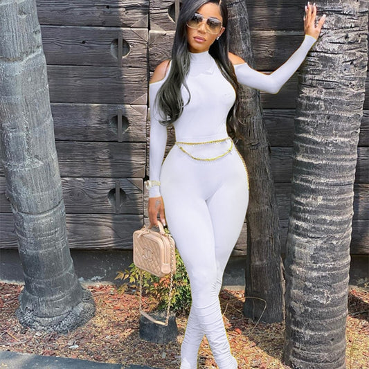 Bandage Bodycon Jumpsuit Long Sleeve One Piece