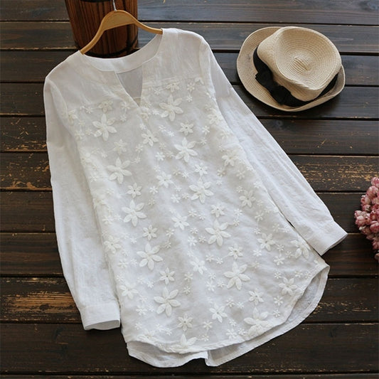 OL V-neck Lace Blouse