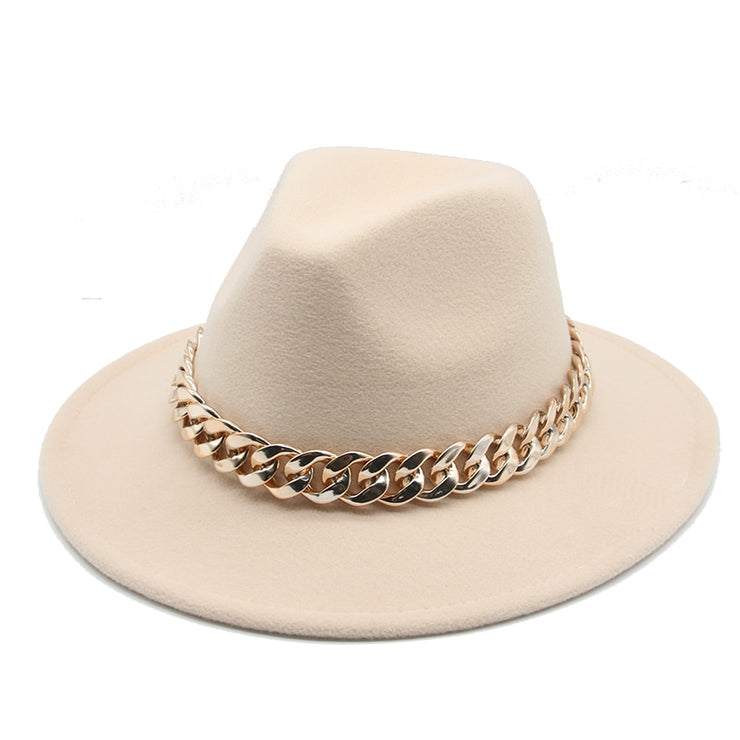 Unisex Thick Gold Chain Band Fedora Hats