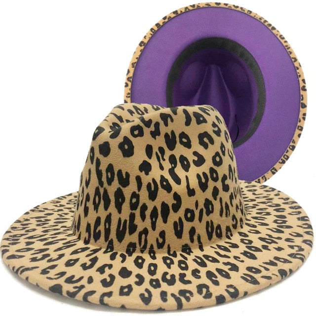 Four Seasons Unisex Inner Leopard Fedoras