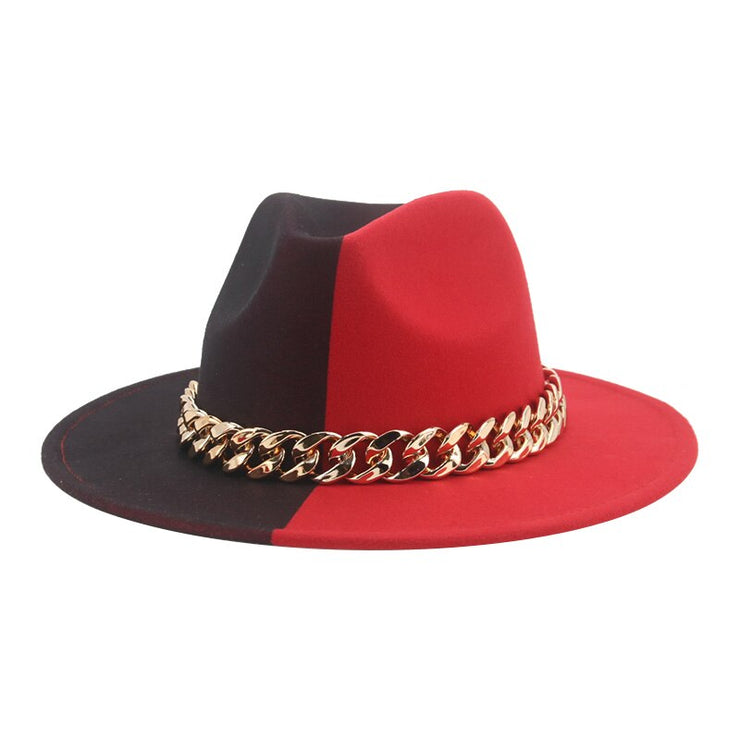 Unisex Thick Gold Chain Band Fedora Hats