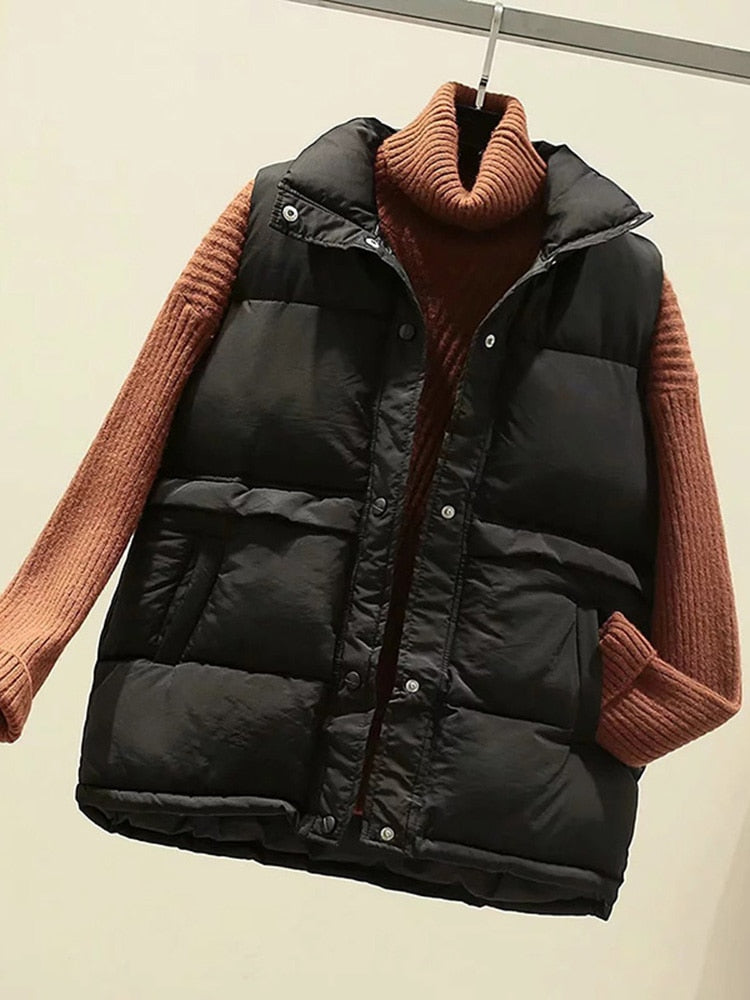 Mandarin Collar Padded Vest