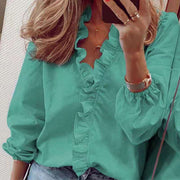 Long Ruffles Sleeve Chiffon Blouses