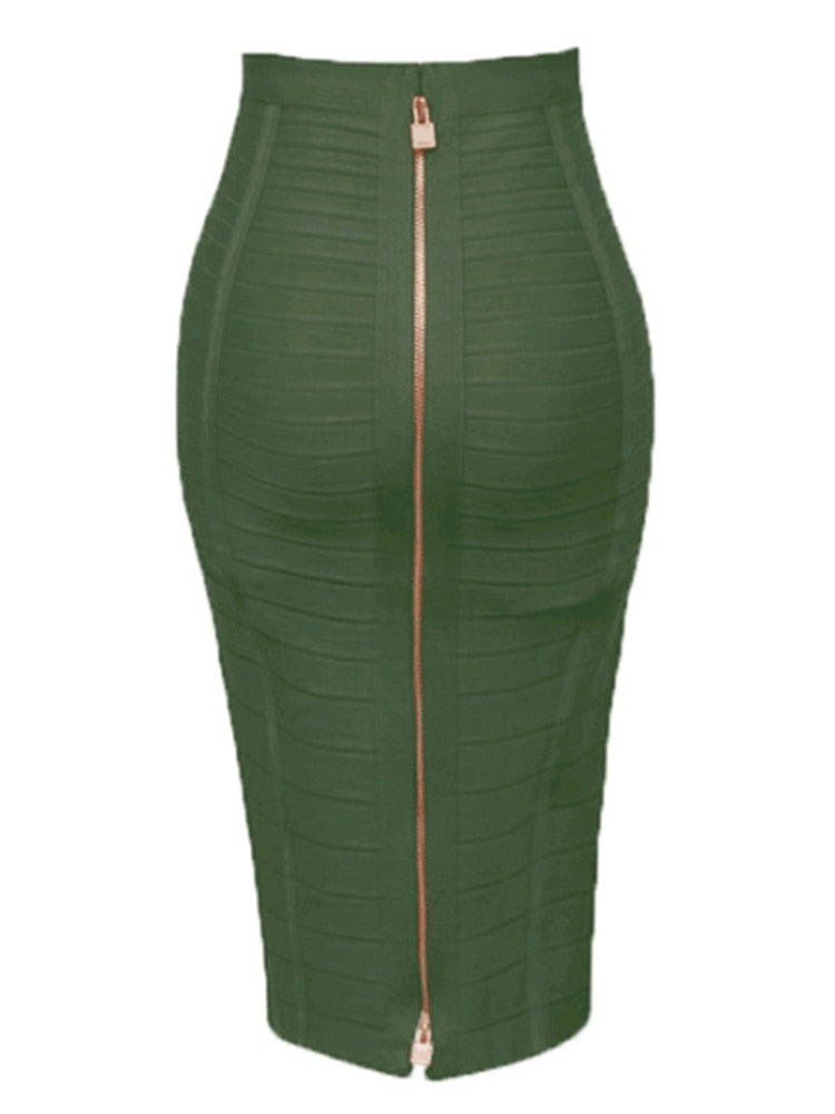 Bodycon Zip Up Bandage Skirt